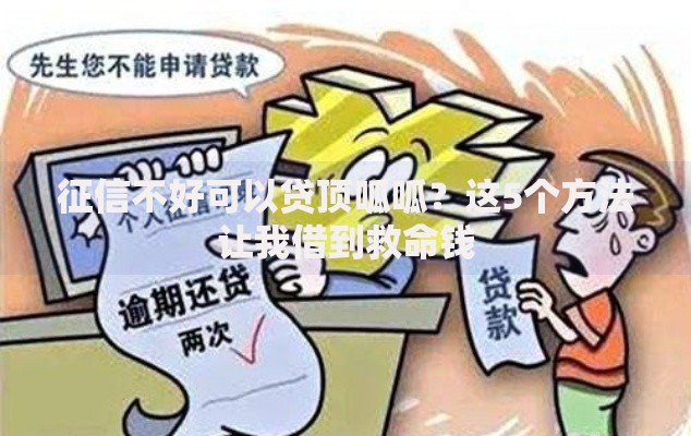 征信不好可以贷顶呱呱？这5个方法让我借到救命钱