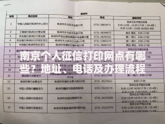 南京个人征信打印网点有哪些？地址、电话及办理流程全攻略