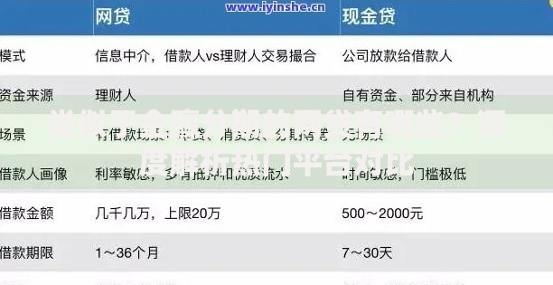 类似于金瀛分期的网贷有哪些？深度解析热门平台对比