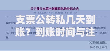 支票公转私几天到账？到账时间与注意事项全解析