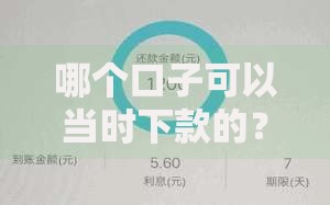 哪个口子可以当时下款的？这些平台最快5分钟到账