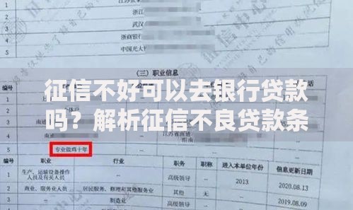 征信不好可以去银行贷款吗？解析征信不良贷款条件与技巧