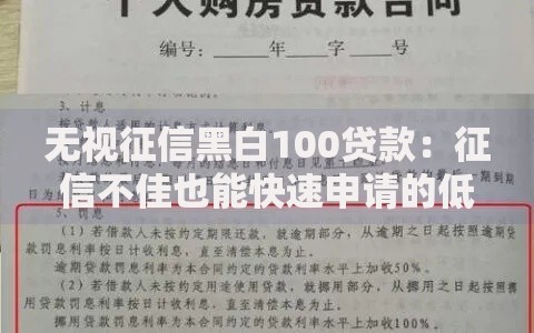 无视征信黑白100贷款：征信不佳也能快速申请的低门槛方案