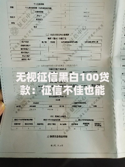 无视征信黑白100贷款：征信不佳也能快速申请的低门槛方案