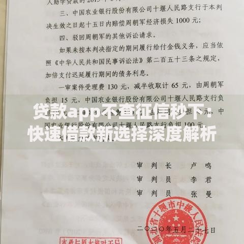 贷款app不查征信秒下：快速借款新选择深度解析