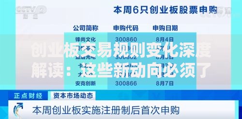 创业板交易规则变化深度解读:这些新动向必须了解 创业板交易规则变化深度解读:这些新动向必须了解