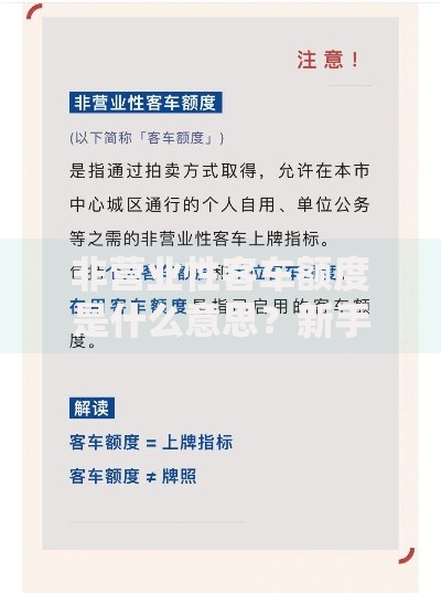 非营业性客车额度是什么意思？新手必看的申请避坑指南