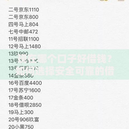现在哪个口子好借钱？如何选择安全可靠的借款渠道