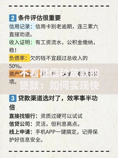 不看征信秒放款的贷款：如何实现快速资金周转