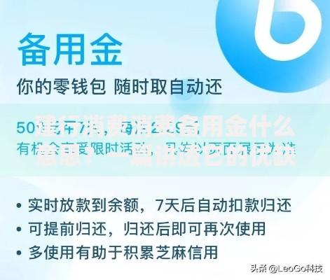 建行消费消费备用金什么意思？一篇讲透它的优缺点和使用技巧