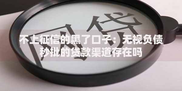 不上征信的黑了口子：无视负债秒批的贷款渠道存在吗