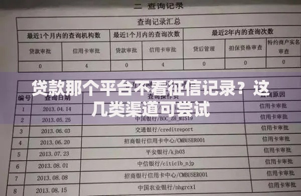 贷款那个平台不看征信记录？这几类渠道可尝试