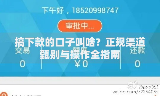搞下款的口子叫啥？正规渠道甄别与操作全指南