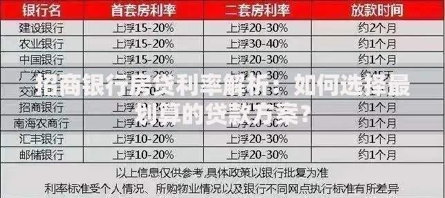 招商银行房贷利率解析：如何选择最划算的贷款方案？