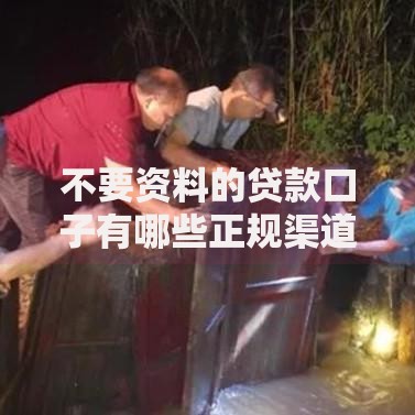 不要资料的贷款口子有哪些正规渠道可选？