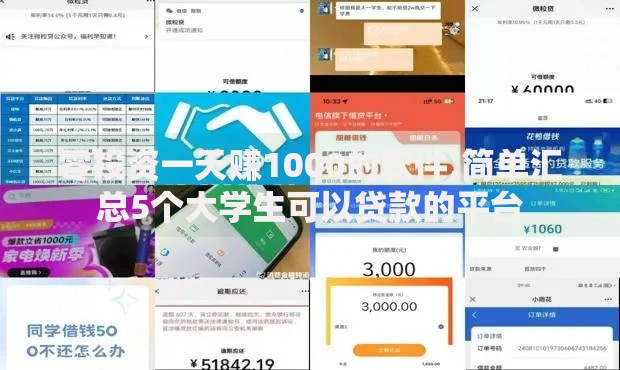 零投资一天赚1000的软件,简单汇总5个大学生可以贷款的平台