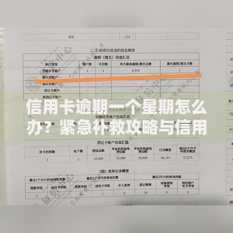 信用卡逾期一个星期怎么办？紧急补救攻略与信用修复指南