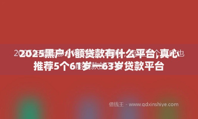 2025黑户小额贷款有什么平台,真心推荐5个61岁一63岁贷款平台