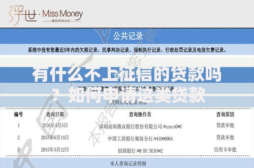 有什么不上征信的贷款吗？如何申请这类贷款