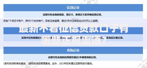 最新不看征信贷款口子有哪些正规渠道？