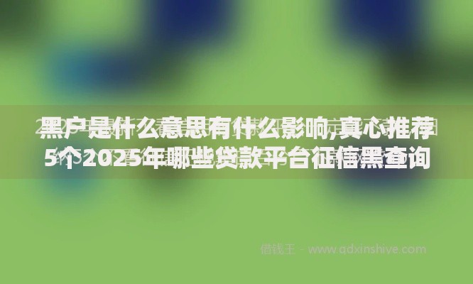 黑户是什么意思有什么影响,真心推荐5个2025年哪些贷款平台征信黑查询多网贷多负债高还能百分百下款的