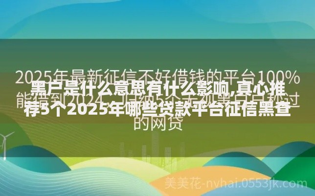 黑户是什么意思有什么影响,真心推荐5个2025年哪些贷款平台征信黑查询多网贷多负债高还能百分百下款的