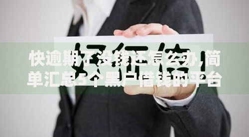 快逾期了没钱还怎么办,简单汇总5个黑户借钱的平台