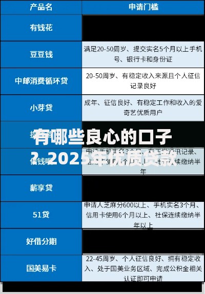 有哪些良心的口子？2025年优质贷款平台解析