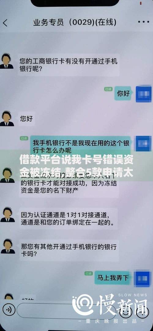 借款平台说我卡号错误资金被冻结,整合5款申请太多网贷被拒,有没有可以贷款的平台