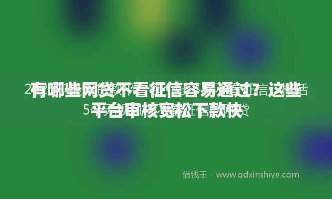 有哪些网贷不看征信容易通过？这些平台审核宽松下款快