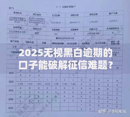 2025无视黑白逾期的口子能破解征信难题？