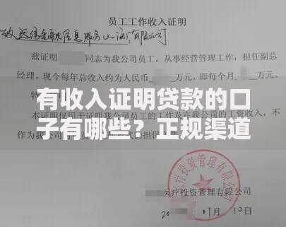 有收入证明贷款的口子有哪些？正规渠道全解析