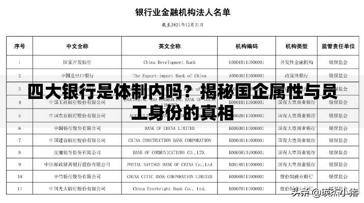四大银行是体制内吗？揭秘国企属性与员工身份的真相