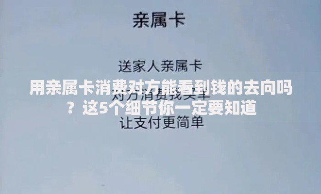 用亲属卡消费对方能看到钱的去向吗？这5个细节你一定要知道