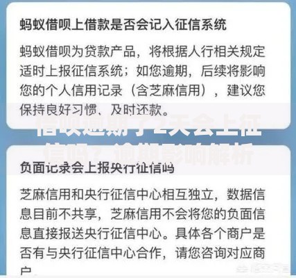 借呗逾期了2天会上征信吗？逾期影响解析与应对策略