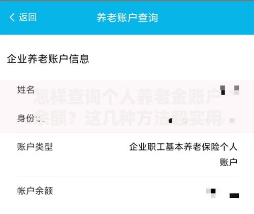 怎样查询个人养老金账户余额？这几种方法超实用