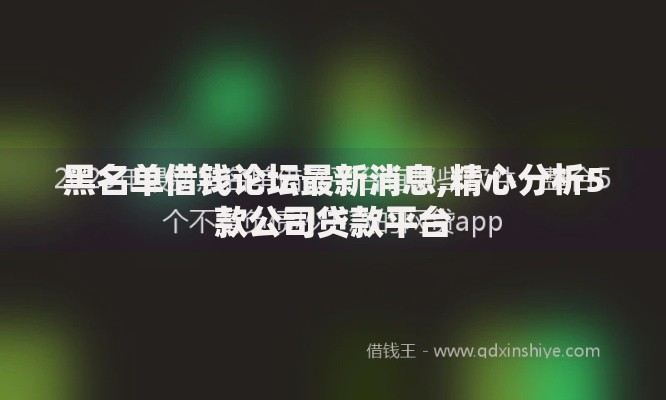黑名单借钱论坛最新消息,精心分析5款公司贷款平台