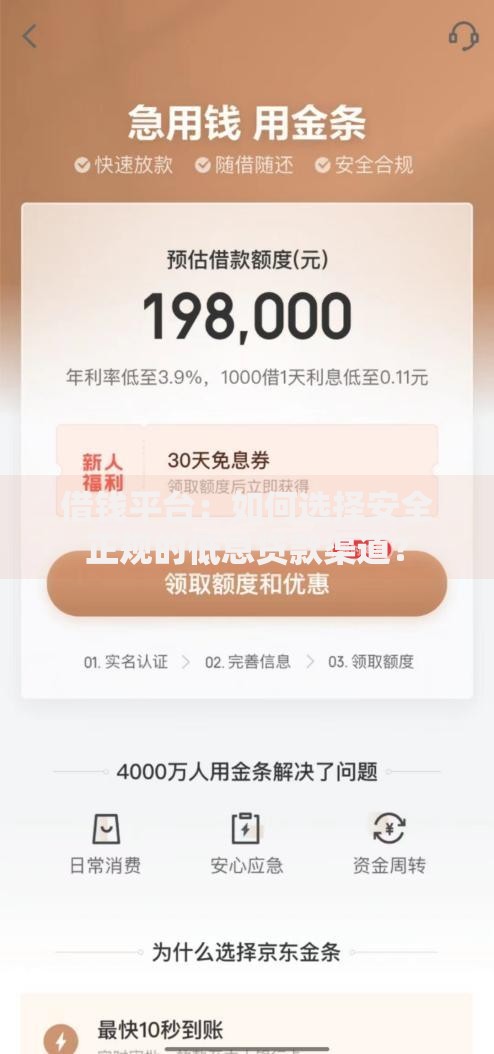 借钱平台：如何选择安全正规的低息贷款渠道？