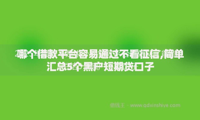 哪个借款平台容易通过不看征信,简单汇总5个黑户短期贷口子