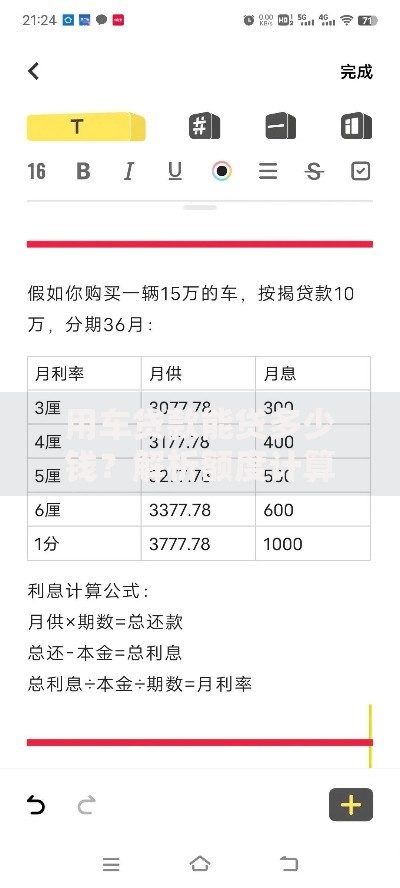 用车贷款能贷多少钱？解析额度计算方式与申请技巧