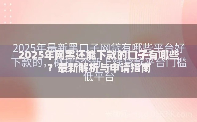 2025年网黑还能下款的口子有哪些？最新解析与申请指南