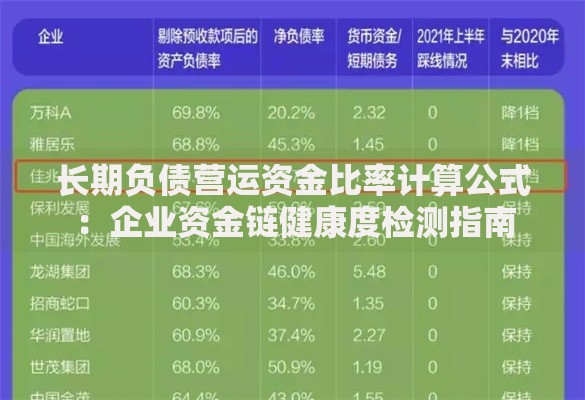 长期负债营运资金比率计算公式：企业资金链健康度检测指南