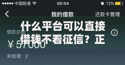 什么平台可以直接借钱不看征信？正规低息快速到账渠道解析