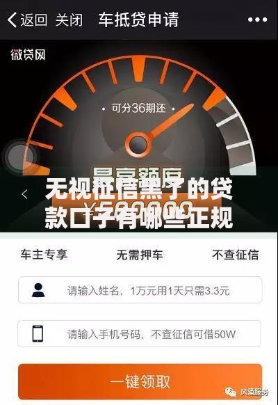 无视征信黑了的贷款口子有哪些正规渠道可选？