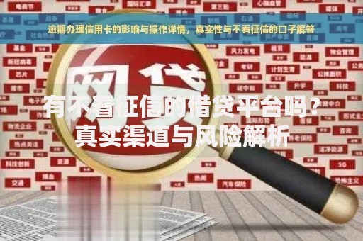 有不看征信的借贷平台吗？真实渠道与风险解析
