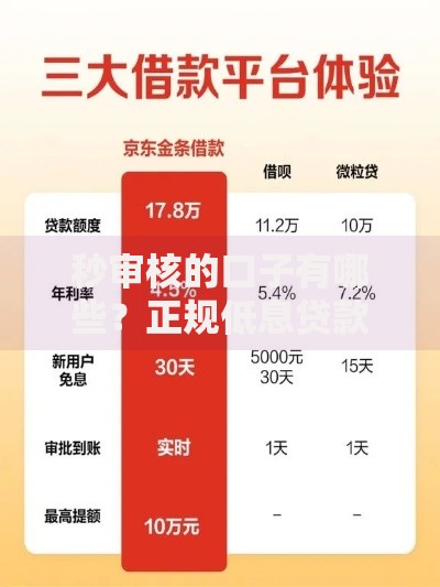 秒审核的口子有哪些？正规低息贷款平台深度解析