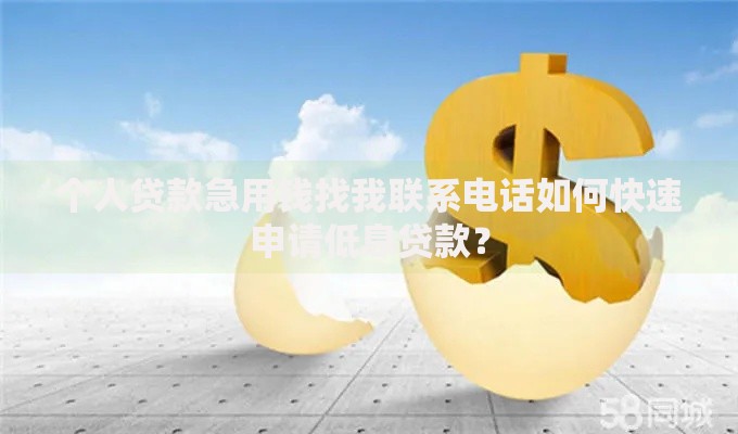 个人贷款急用钱找我联系电话如何快速申请低息贷款？