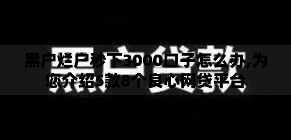 黑户烂户秒下3000口子怎么办,为您介绍5款8个良心网贷平台