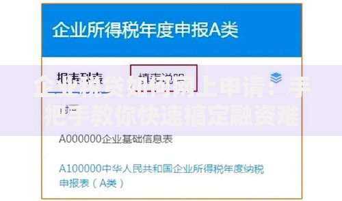 企业税贷如何网上申请：手把手教你快速搞定融资难题