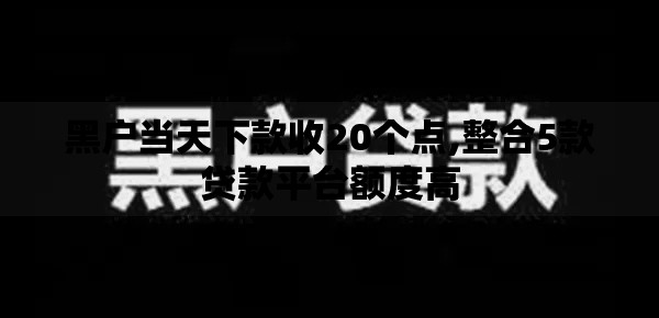 黑户当天下款收20个点,整合5款贷款平台额度高